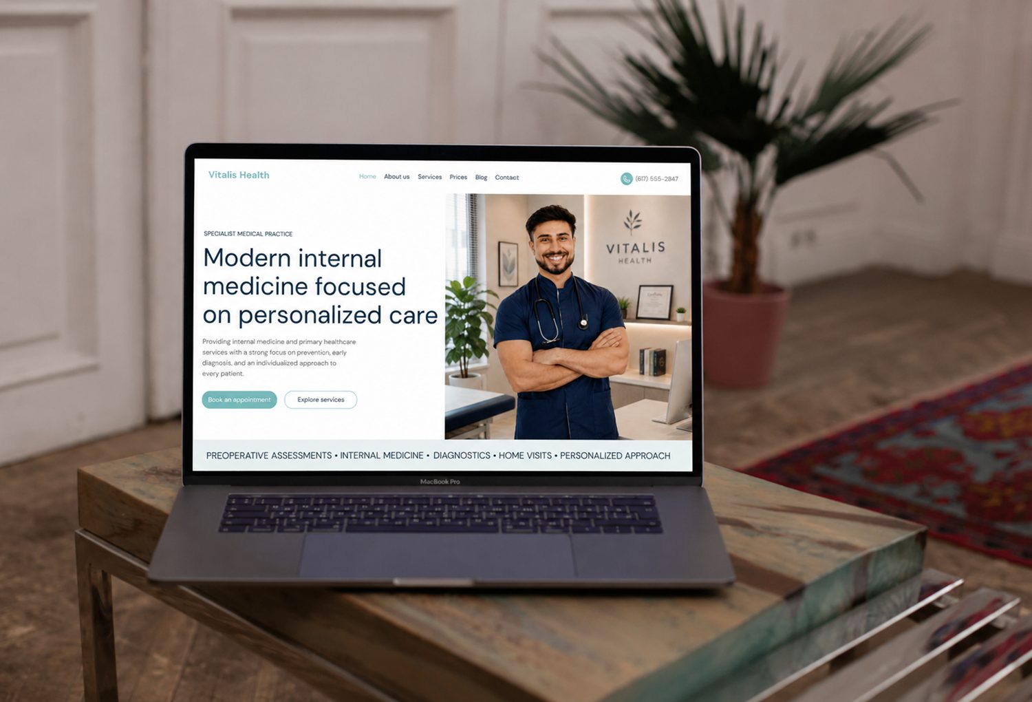 Vitalis Health website on a laptop