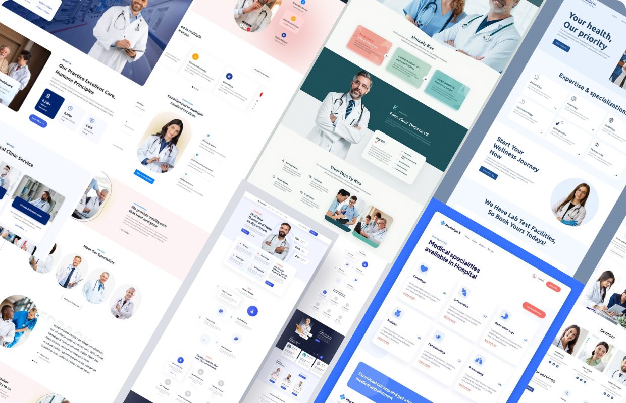 Collage of modern medical clinic websites