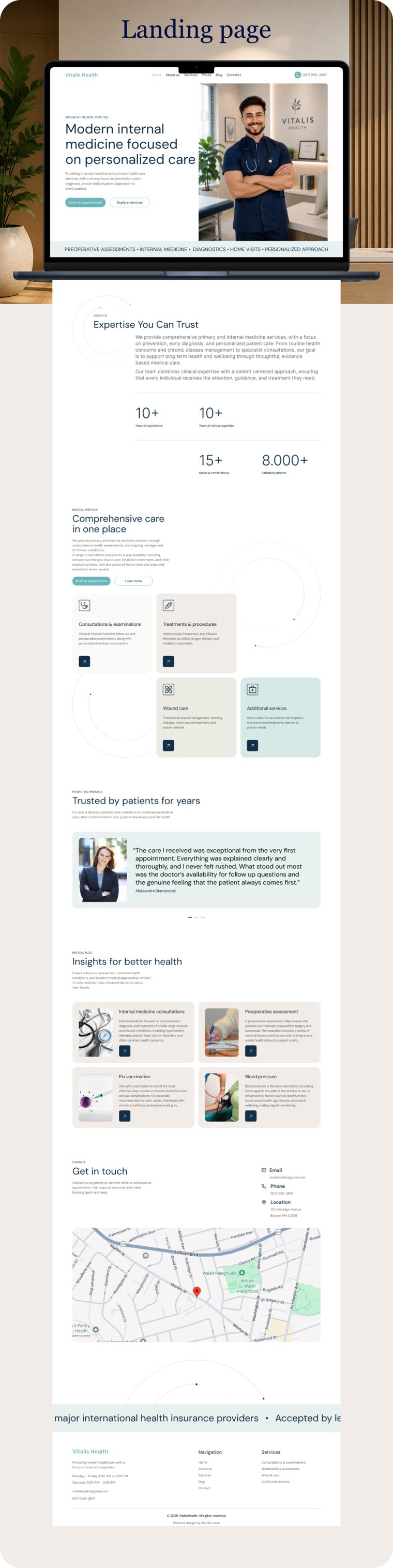 Vitalis Health landing page layout