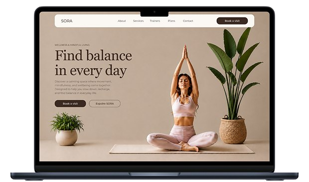 SORA landing page shown on a laptop
