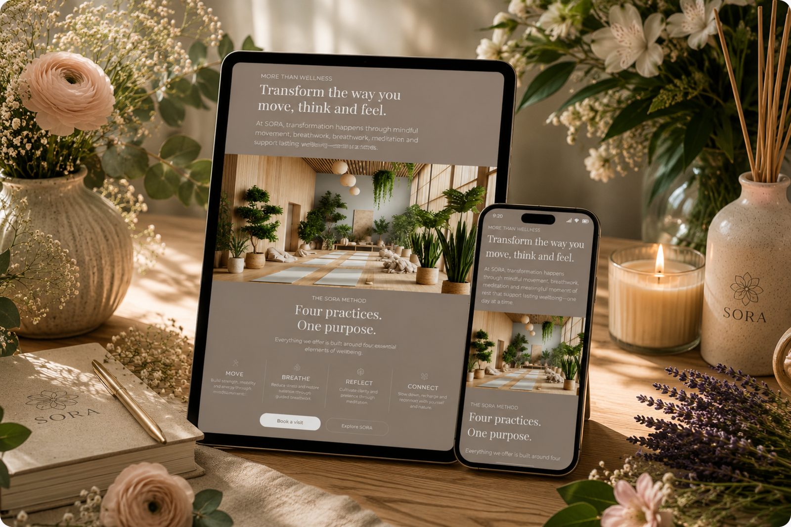 SORA website on tablet and phone