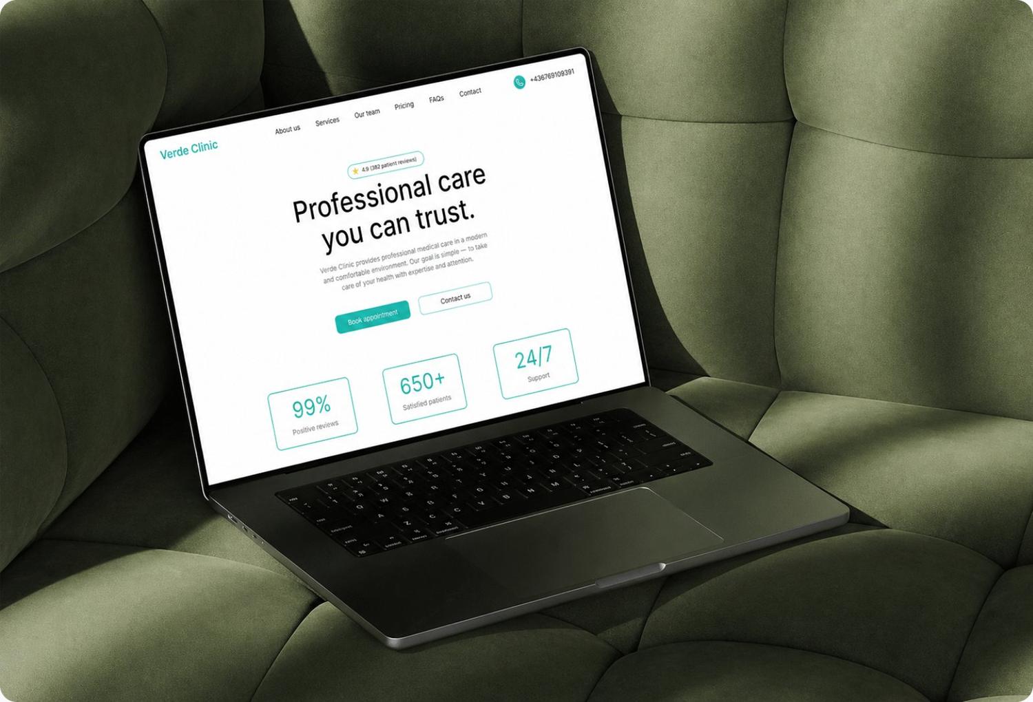 Verde Clinic website on a laptop