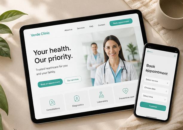 Verde Clinic on tablet and phone