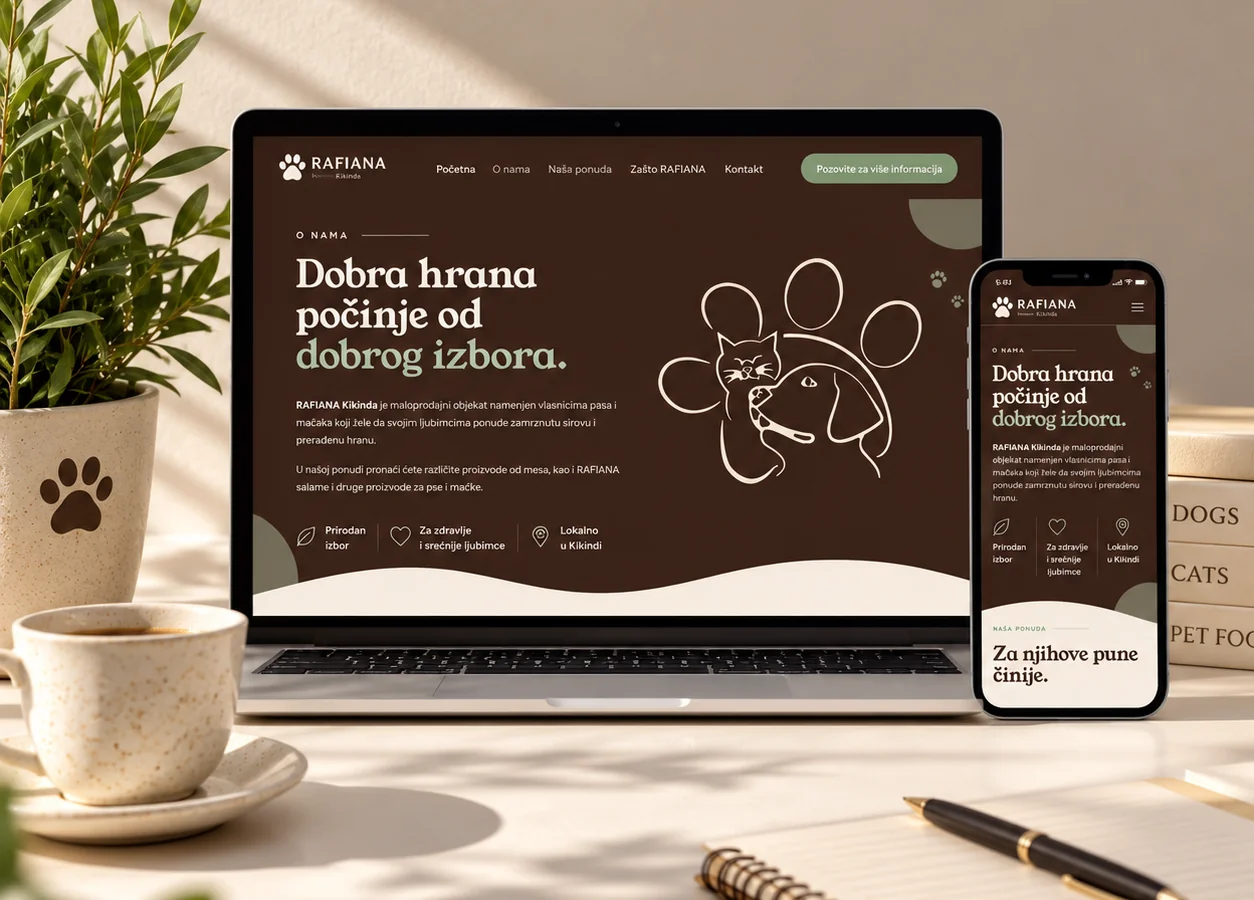 Sajt Rafiana Kikinda na laptopu i telefonu