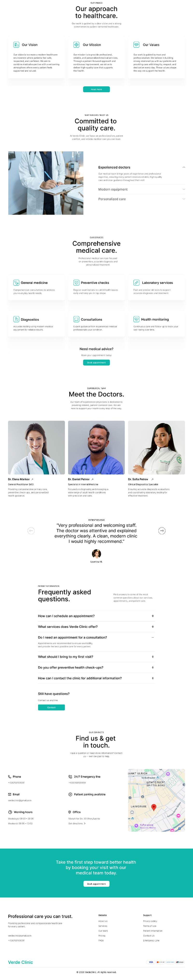 Verde Clinic landing page full design