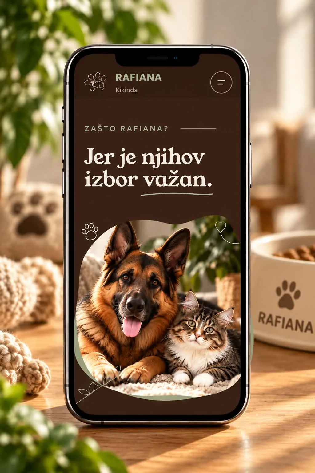 Sekcija „Zašto Rafiana“ sajta Rafiana Kikinda na telefonu
