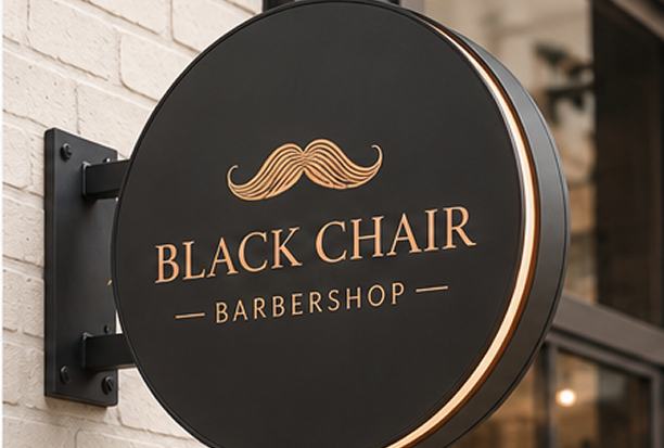 Black Chair Barbershop sign