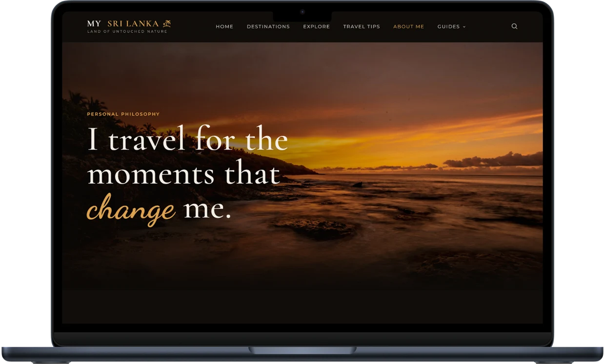 Stranica About me sajta My Sri Lanka Magazine na laptopu
