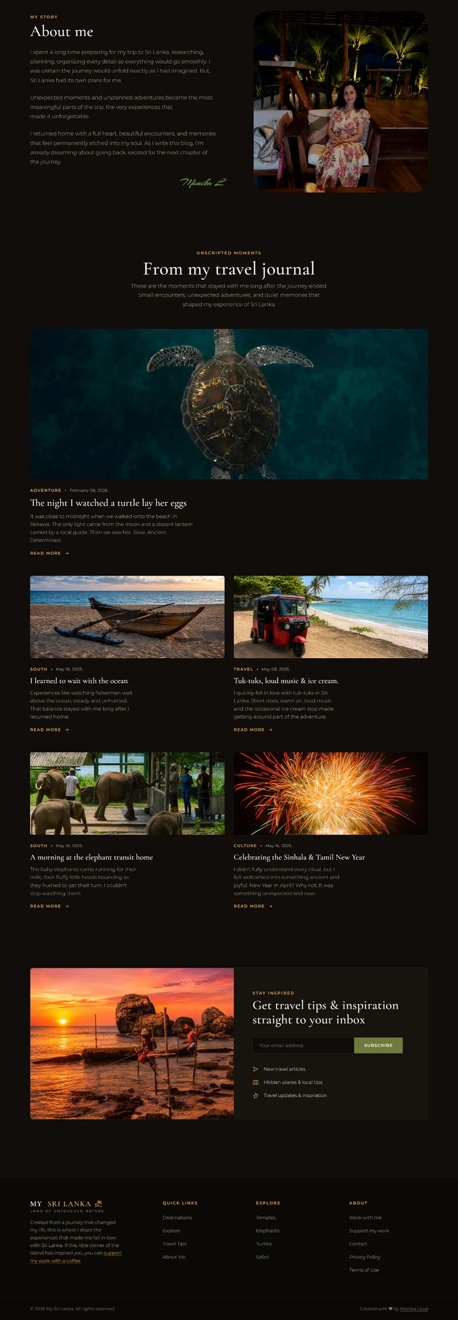 Kompletan dizajn stranice About me sajta My Sri Lanka Magazine